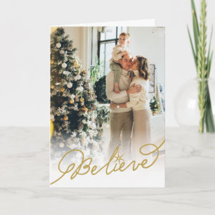 Believe Star Christmas Photo Holiday Greeting Card