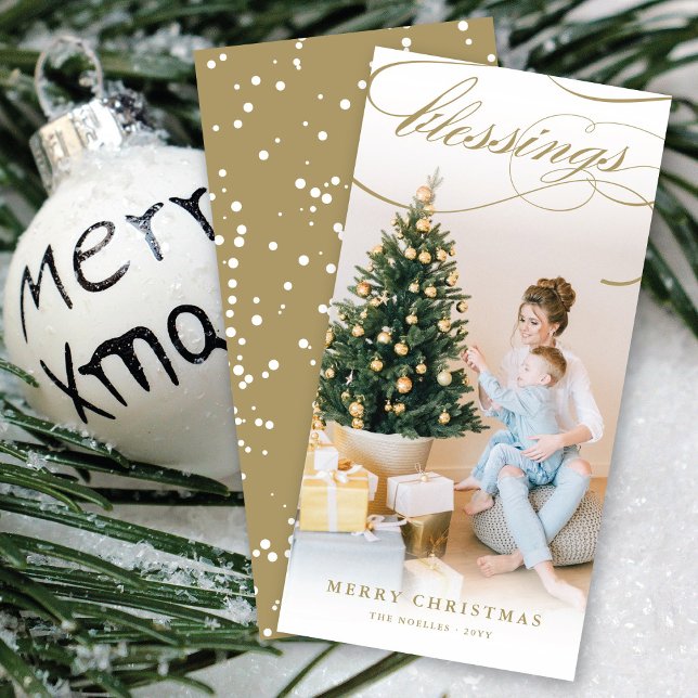 Believe Star Gold Calligraphy Christmas Photo Holiday Card (Creator Uploaded)