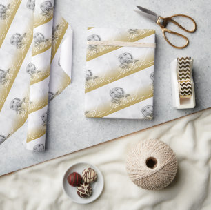 Believe Star Gold Ombre Christmas Photo Holiday Wrapping Paper