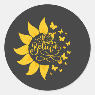 believe sunflower spring happy T-Shirt Classic Round Sticker