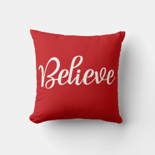 BELIEVE Throw Pillow for Holiday Decorating