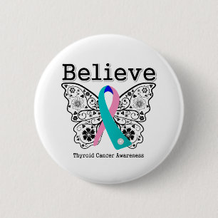 Believe - Thyroid Cancer Butterfly 2 Inch Round Button