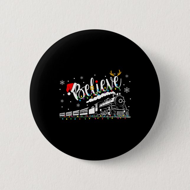 Believe Train Christmas North Pole Polar Express F 2 Inch Round Button (Front)