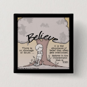 Believe Tree 2 Inch Square Button