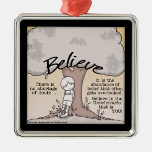 Believe Tree Metal Ornament