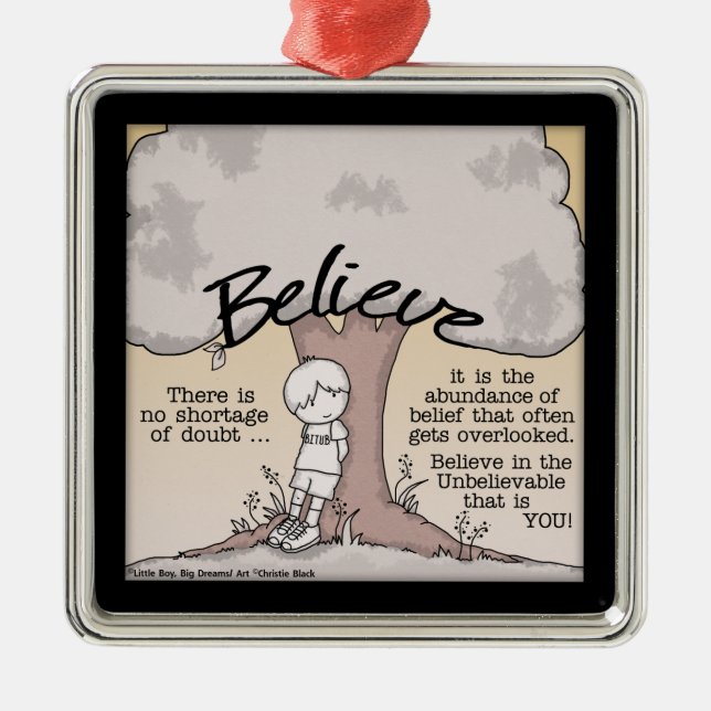Believe Tree Metal Ornament (Front)