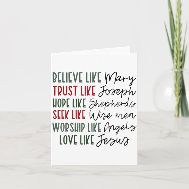 Believe Trust Hope Seek Like Shepherds Christian C Card (Front)