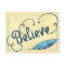BELIEVE Typography Teal Blue Yellow Watercolor