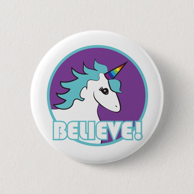 Believe! Unicorn 2 Inch Round Button (Front)