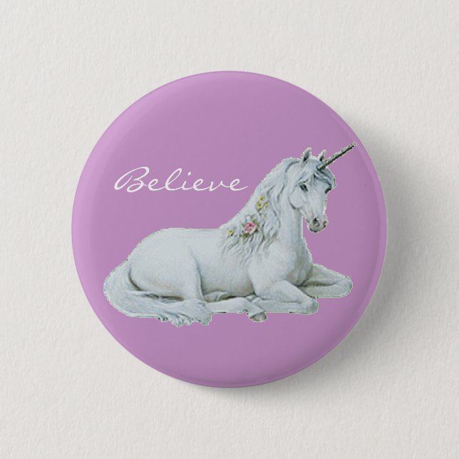 Believe Unicorn Round Button (Front)