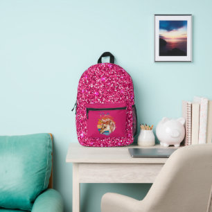 Believe Unicorn with Pink Glitter  Printed Backpack