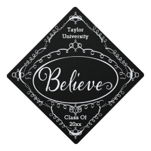 Believe Vintage Style Graduation Cap Topper