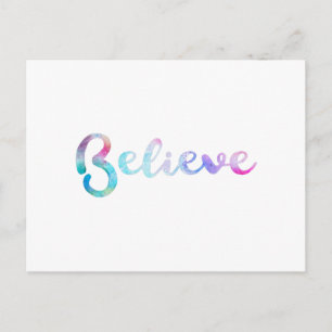 Believe Watercolor Typography Art Postcard