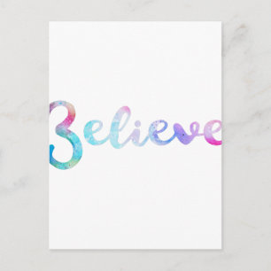 Believe Watercolor Typography Art Postcard