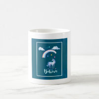 Believe with a Watercolor Unicorn Under a Rainbow