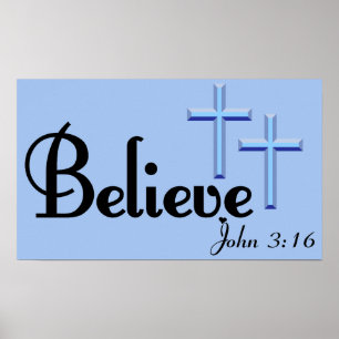 Believe With Blue Crosses Poster