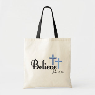Believe With Blue Crosses Tote Bag