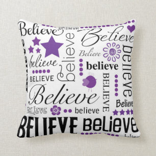 Believe Word Art Text Design Throw Pillow