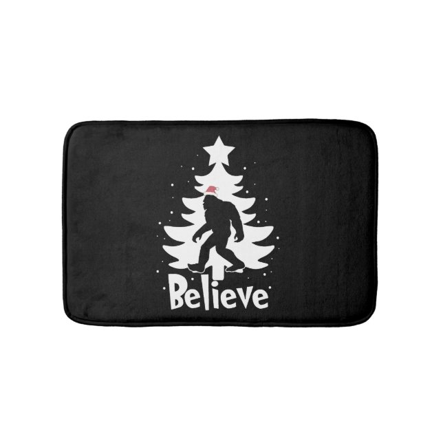 Believe Yeti Bigfoot Sasquatch Christmas Santa Bath Mat (Front)