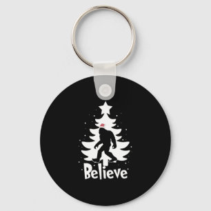 Believe Yeti Bigfoot Sasquatch Christmas Santa Keychain