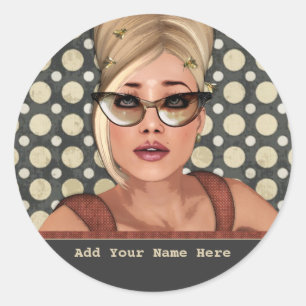 Belinda Beehive Retro Chic Personalized Stickers