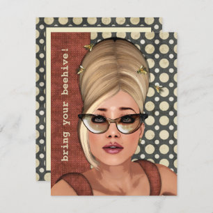Belinda Beehive Retro Chic Small Invitation