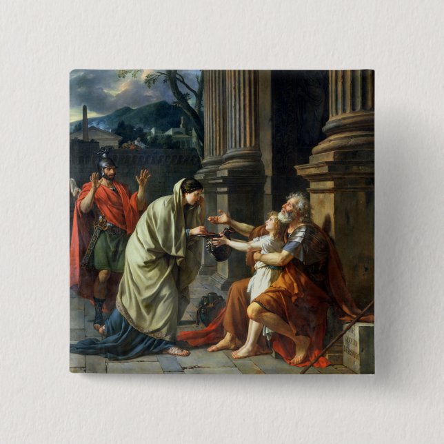 Belisarius Begging for Alms, 1781 2 Inch Square Button (Front)
