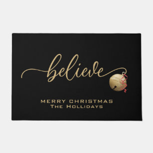 BELIVE Script with Single Jingle Bell Doormat