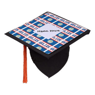 Belize and Belizean Flag Tiled Personalized  Graduation Cap Topper