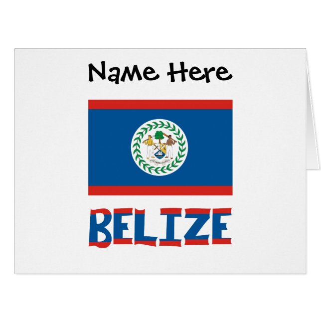 Belize and Belizean Flag with Your Name (Front Horizontal)