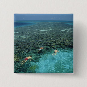 Belize, Barrier Reef, Lighthouse Reef, Blue 2 Inch Square Button