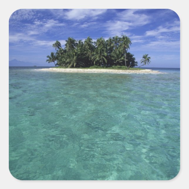 Belize, Barrier Reef, Unnamed island or cay. Square Sticker (Front)
