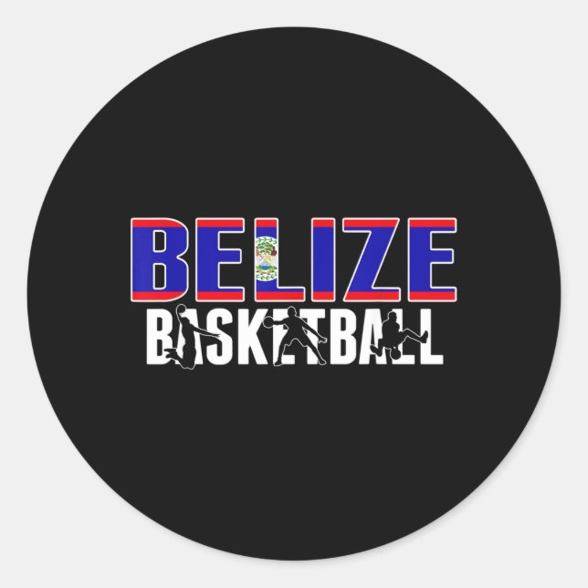 Belize Basball Fans Jersey Belizean Flag Slam Dunk Classic Round Sticker (Front)
