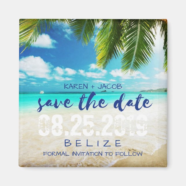 Belize Beach Destination Wedding Save the Date Magnet (Front)