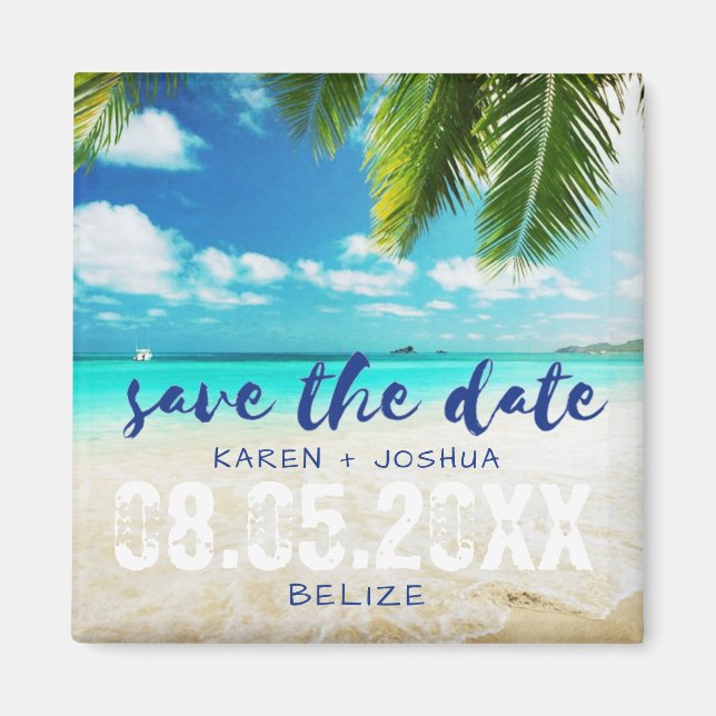 Belize Beach Destination Wedding Save the Dates Magnet (Front)