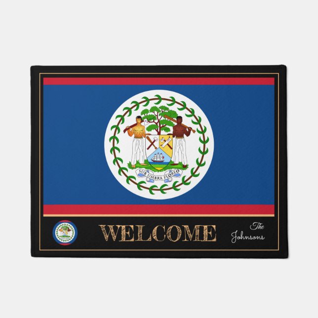 Belize & Belize Flag house mats /sports Welcome (Front)