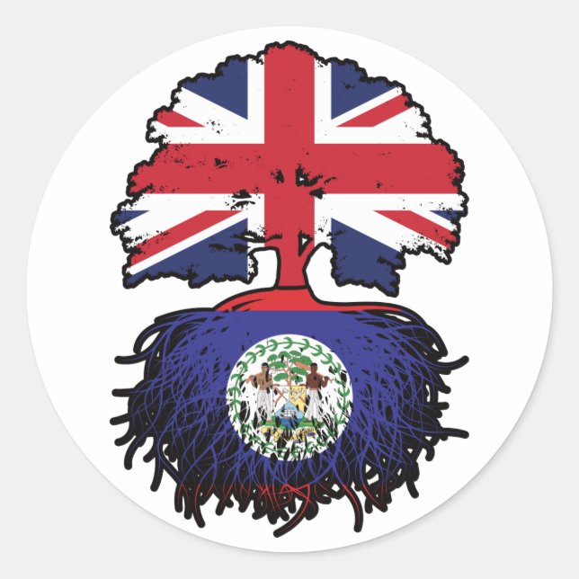 Belize Belizean British UK Tree Roots Flag Classic Round Sticker (Front)
