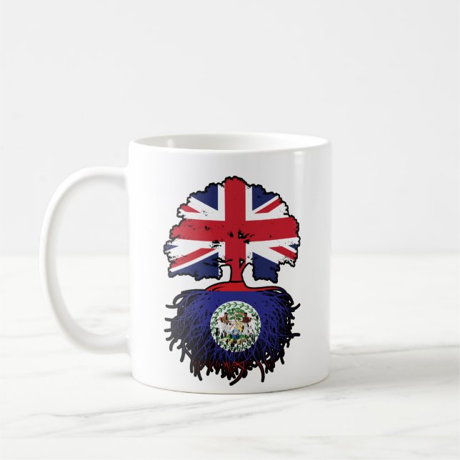Belize Belizean British UK Tree Roots Flag Coffee Mug (Left)