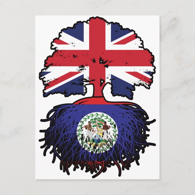 Belize Belizean British UK Tree Roots Flag Postcard (Front)