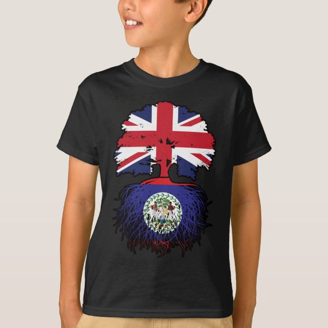 Belize Belizean British UK Tree Roots Flag T-Shirt (Front)