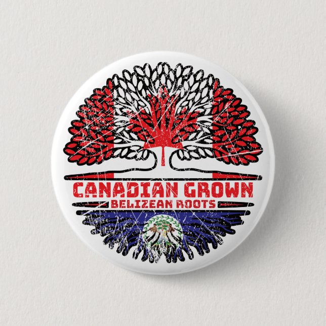 Belize Belizean Canadian Canada Tree Roots Flag 2 Inch Round Button (Front)