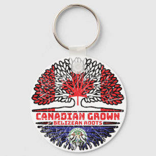 Belize Belizean Canadian Canada Tree Roots Flag Keychain