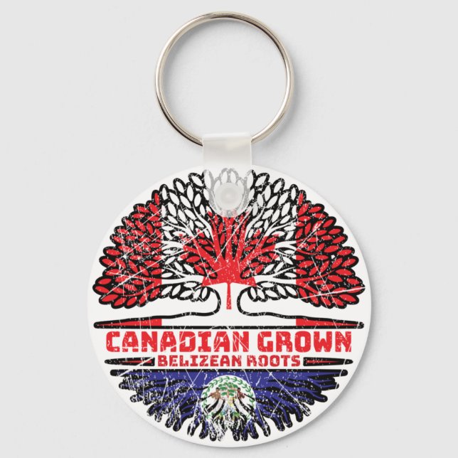 Belize Belizean Canadian Canada Tree Roots Flag Keychain (Front)