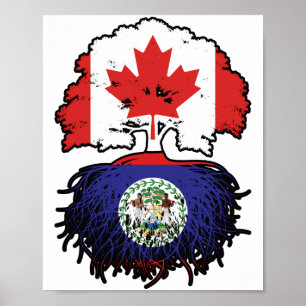 Belize Belizean Canadian Canada Tree Roots Flag Poster