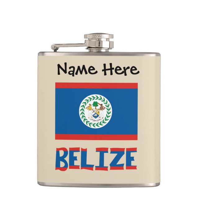 Belize Belizean Flag Personalized  Hip Flask (Front)