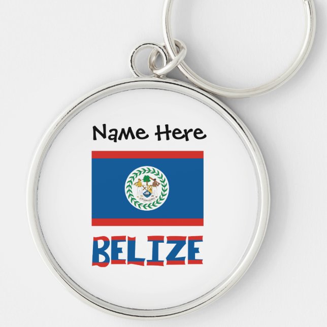 Belize Belizean Flag Personalized  Keychain (Front)