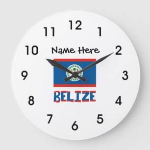Belize Belizean Flag Personalized  Large Clock