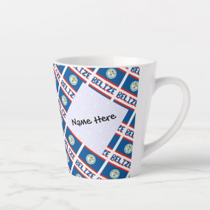 Belize Belizean Flag Tiled Personalized  Latte Mug