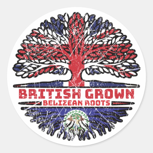 Belize Belizean Uk United Kingdom British Tree Classic Round Sticker (Front)