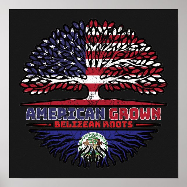 Belize Belizean US American USA United States Tree Poster (Front)